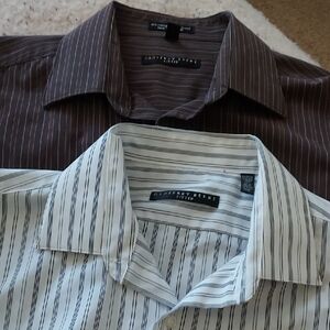 Bundle Of 2 Geoffrey Beene Men's Fitted Pinstripe Shirts